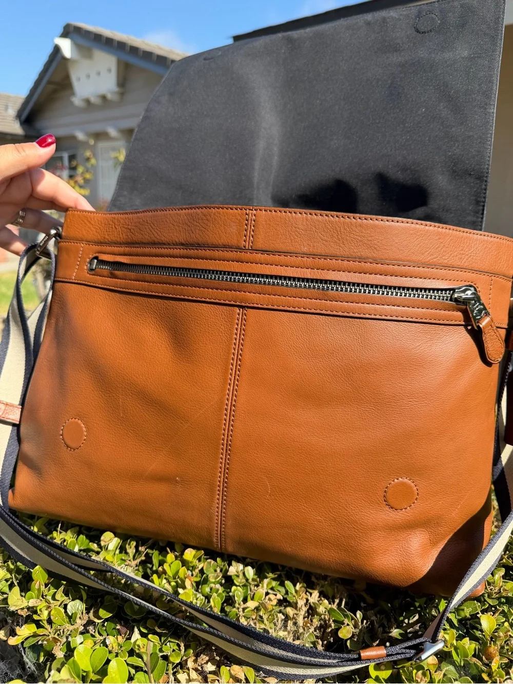 COACH CHARLES MESSENGER UNISEX LEATHER BAG SADDLE EUC